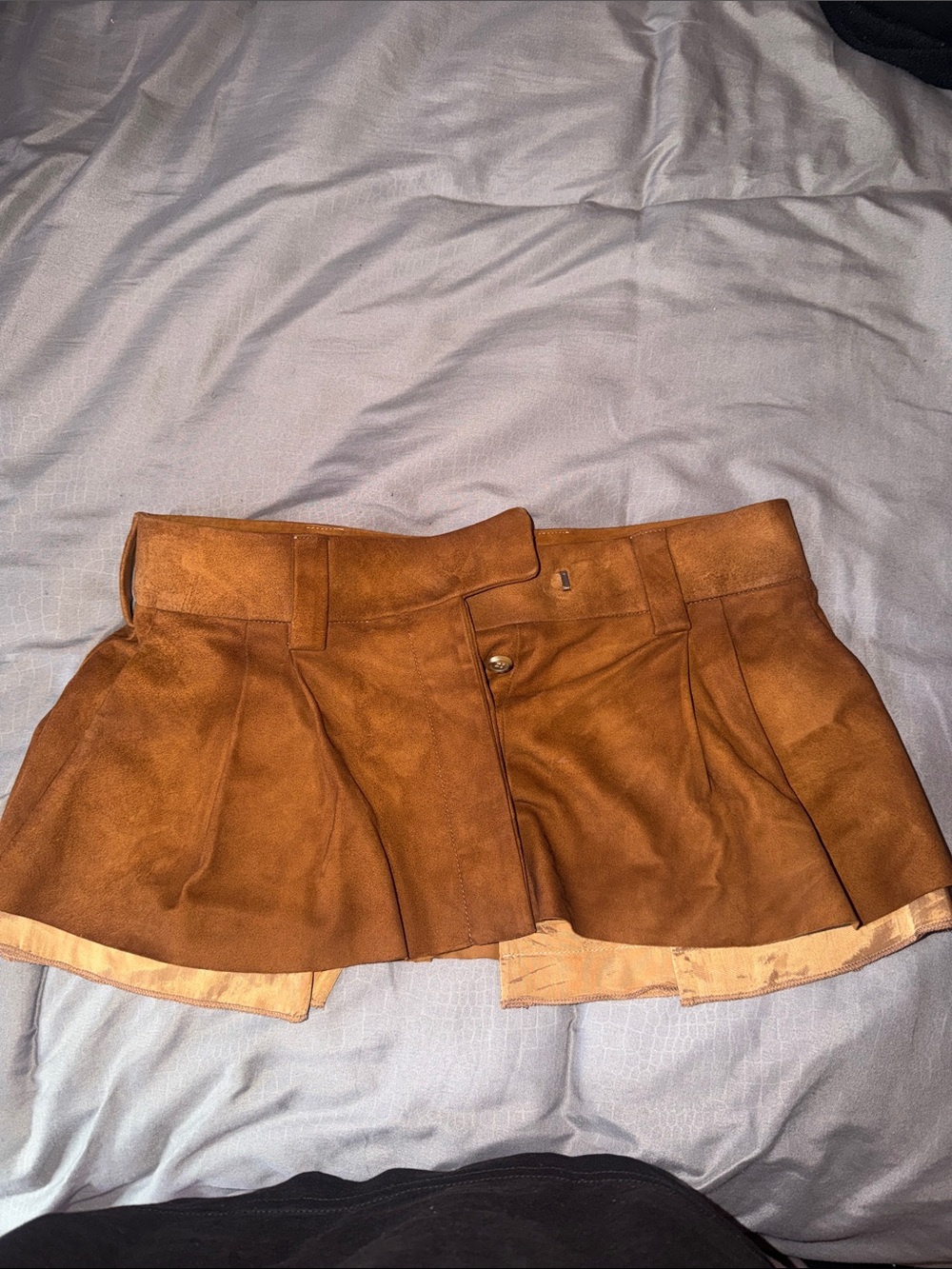 Miu Miu Brown Suede Pleated Skort